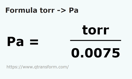 formula Torri in Pascali - torr in Pa
