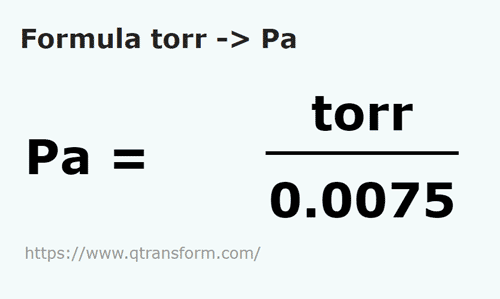 formula Торр в паскали - torr в Pa