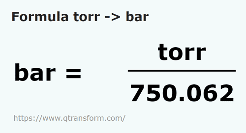 formula Torr kepada Bar - torr kepada bar