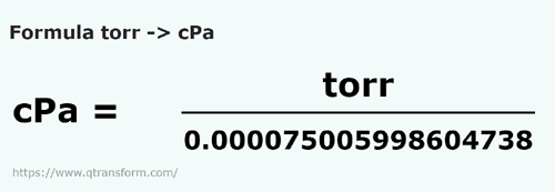 formulu Torr ila Santipascal - torr ila cPa