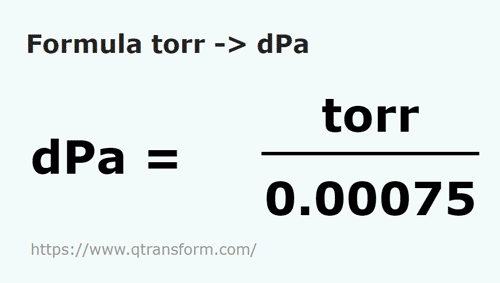 formula Torrs em Decipascals - torr em dPa