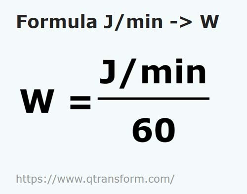 vzorec Joule/minutu na Wattů - J/min na W