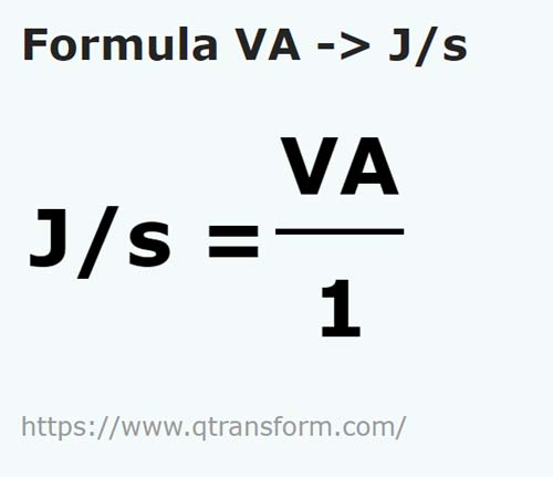 formula Volt ampere kepada Joule / saat - VA kepada J/s