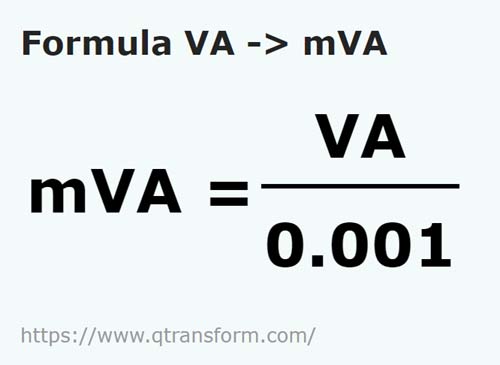 formula Volt ampere kepada Milivolt ampere - VA kepada mVA