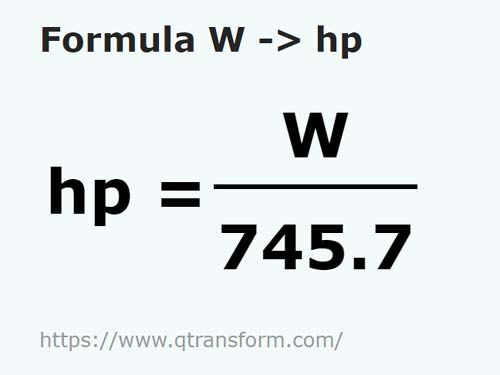 formula Watts to Horsepower - W to hp