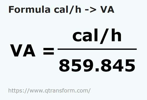 formula Caloria/hora em Volts amperes - cal/h em VA