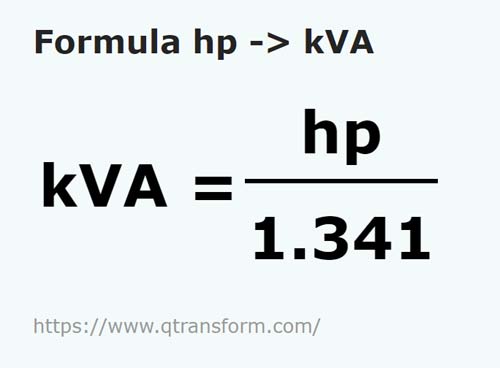 formule Paardenkracht naar Kilovolt ampère - hp naar kVA