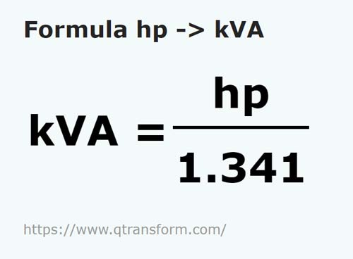 formulu Beygir gücü ila Kilovolt amper - hp ila kVA