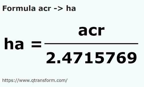 formula Acri in Ettari - acr in ha