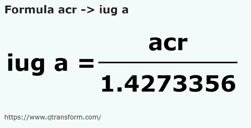 formule Acre naar Transsylvanische iugăr - acr naar iug a