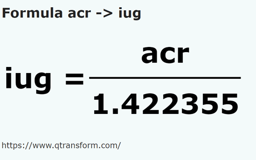 formule Acre naar Kadastraal iugăr - acr naar iug