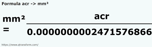 umrechnungsformel Acre in Quadratmillimeter - acr in mm²