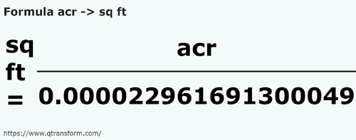 formula акр в квадратный фут - acr в sq ft