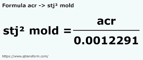 formula акр в Молдавский квадратный станжен - acr в stj² mold
