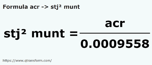 formula Acres em Stânjens quadrados de Muntenia - acr em stj² munt