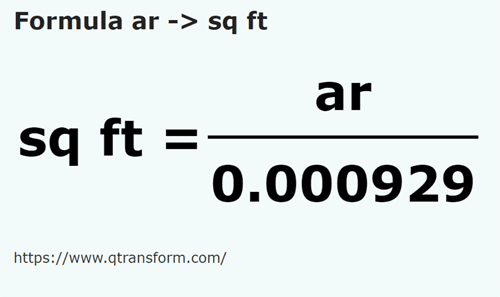 formula Ar em Pés quadrados - ar em sq ft