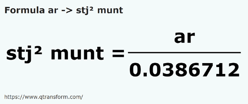 formula Ar em Stânjens quadrados de Muntenia - ar em stj² munt