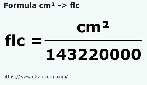 formule Vierkante centimeter naar Falce - cm² naar flc