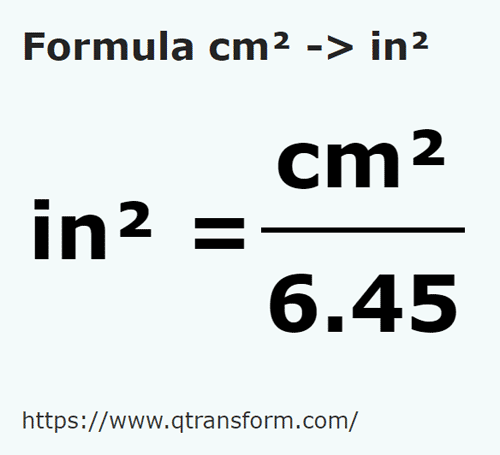 formula квадратный сантиметр в квадратный дюйм - cm² в in²