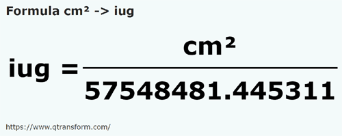 formula Centimetri pătrati in Iugăre cadastrale - cm² in iug