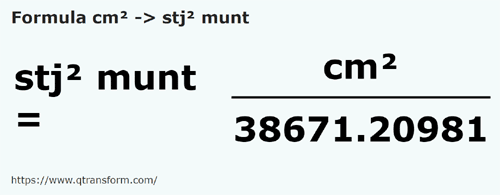 formula квадратный сантиметр в левый квадрат валашски - cm² в stj² munt
