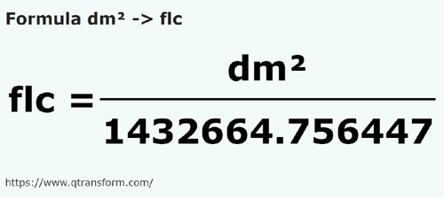 formula Decímetros quadrados em Fălcele - dm² em flc