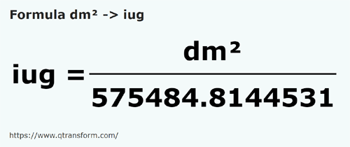 formula Decymetry kwadratowe na Jarzmo katastralne - dm² na iug