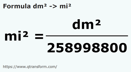 umrechnungsformel Quadratdezimeter in Quadratmeile - dm² in mi²