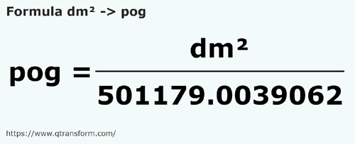 formule Décimètres carrés en Pogons - dm² en pog
