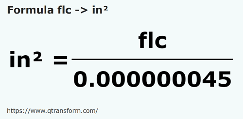 formula Fălcele kepada Inci persegi - flc kepada in²