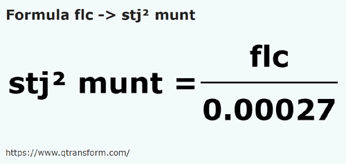 formula Fălceas to Square stanjeni muntenesti - flc to stj² munt