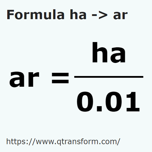 formula Hectáreas a Ares - ha a ar