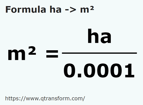 formula Hectare in Metri patrati - ha in m²