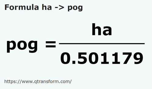 formula Hektar kepada Pogon - ha kepada pog