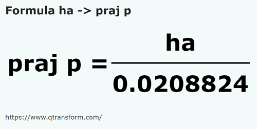 formula Hectares to Poles pogonesti - ha to praj p