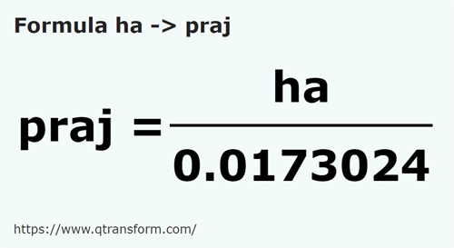 formule Hectare naar Prăjini fălcesti - ha naar praj