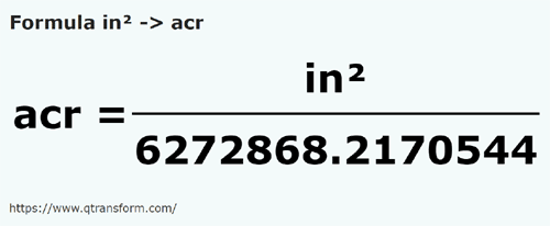 formulu Inç kare ila Donum - in² ila acr