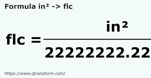 formula Cal kwadratowy na Fălcele - in² na flc