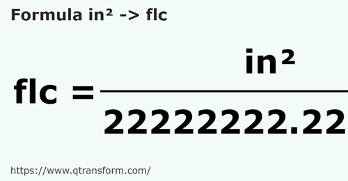 formula Pulgadas cuadradas a Fălcele - in² a flc