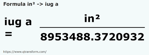 formula Square inchs to Iugărs ardelenesti - in² to iug a