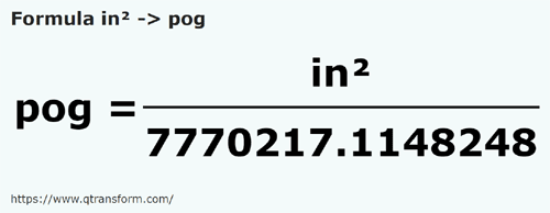 formule Pouces carrés en Pogons - in² en pog