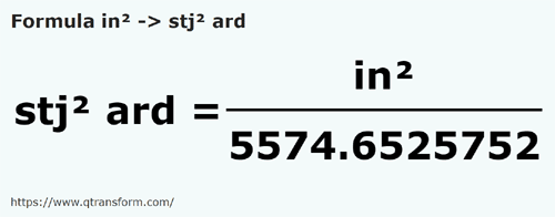 formula квадратный дюйм в Трансильванская площадь Станд& - in² в stj² ard