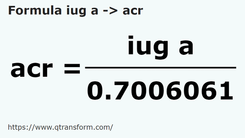 formule Transsylvanische iugăr naar Acre - iug a naar acr