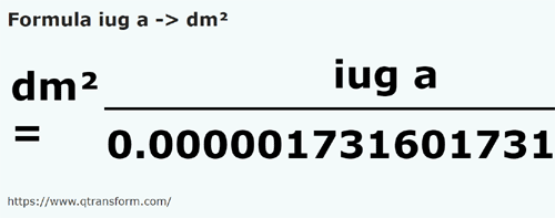formula Iugăr Transilvania in Decimetri quadrati - iug a in dm²
