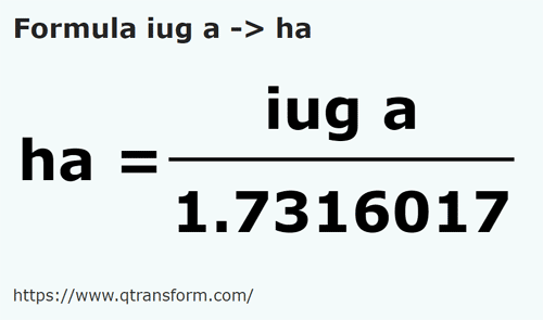 formule Transsylvanische iugăr naar Hectare - iug a naar ha