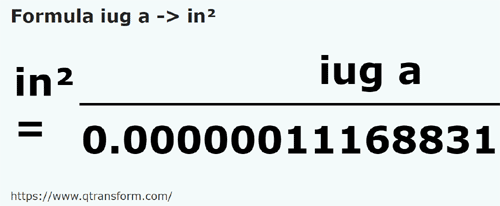 formule Transsylvanische iugăr naar Vierkante inch - iug a naar in²