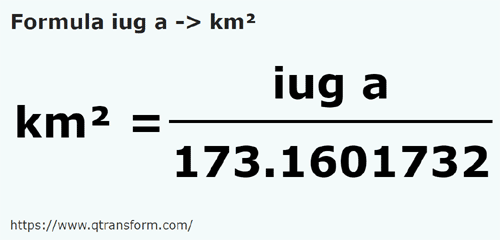 umrechnungsformel Siebenbürgischer Krug in Quadratkilometer - iug a in km²