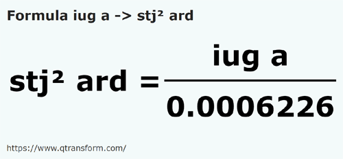 formule Transsylvanische iugăr naar Transsylvaanse vierkante Stanjen - iug a naar stj² ard