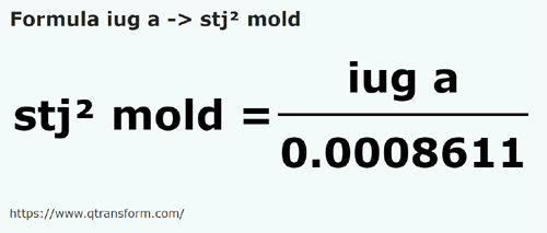 formula Iugăre Transylwanii na Stânjeni kwadratowy Mołdawski - iug a na stj² mold