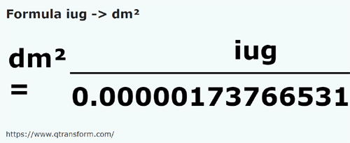 formula Iugăr catastale in Decimetri quadrati - iug in dm²